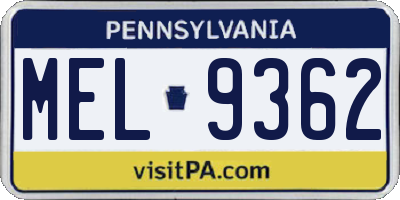 PA license plate MEL9362