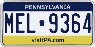PA license plate MEL9364