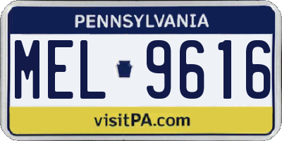 PA license plate MEL9616