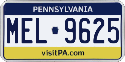 PA license plate MEL9625