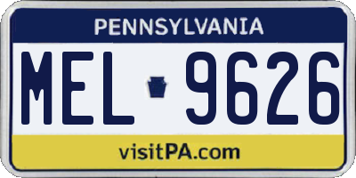 PA license plate MEL9626