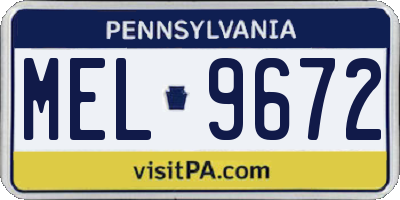 PA license plate MEL9672