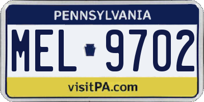 PA license plate MEL9702
