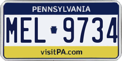 PA license plate MEL9734
