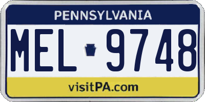 PA license plate MEL9748