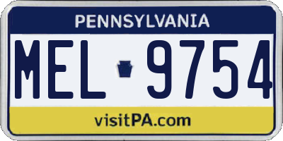 PA license plate MEL9754