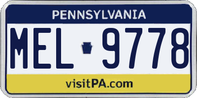 PA license plate MEL9778