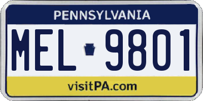 PA license plate MEL9801
