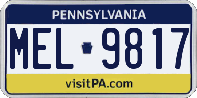 PA license plate MEL9817
