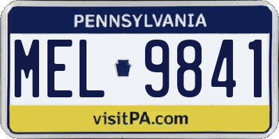 PA license plate MEL9841