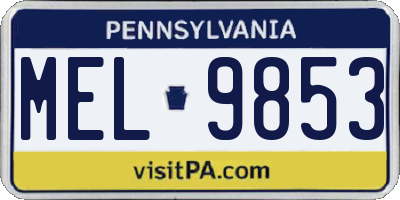 PA license plate MEL9853
