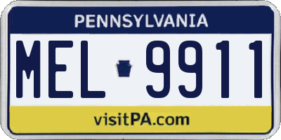 PA license plate MEL9911