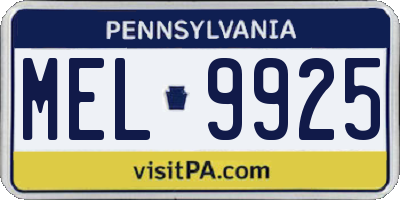 PA license plate MEL9925