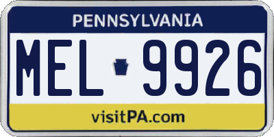 PA license plate MEL9926