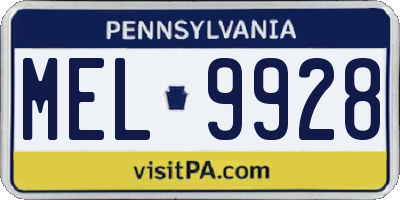 PA license plate MEL9928