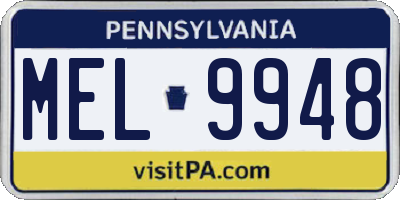 PA license plate MEL9948