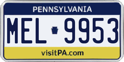 PA license plate MEL9953