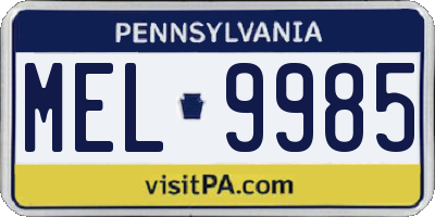 PA license plate MEL9985