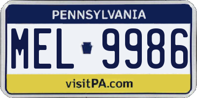 PA license plate MEL9986