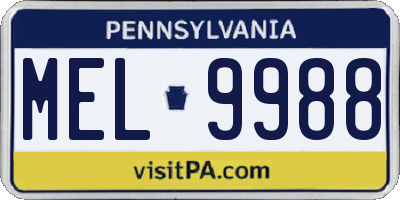 PA license plate MEL9988