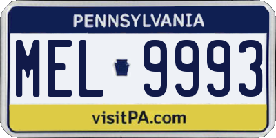 PA license plate MEL9993