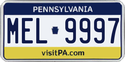 PA license plate MEL9997
