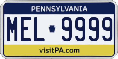 PA license plate MEL9999
