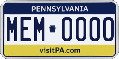 PA license plate MEM0000