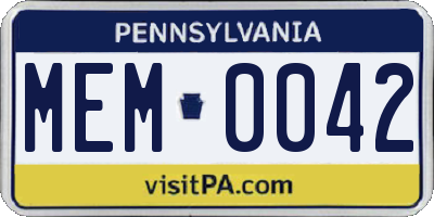 PA license plate MEM0042