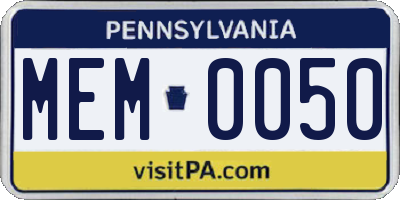 PA license plate MEM0050