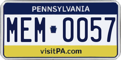 PA license plate MEM0057