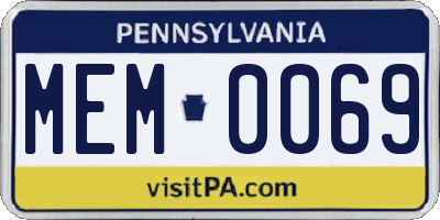 PA license plate MEM0069