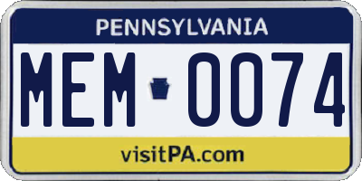 PA license plate MEM0074