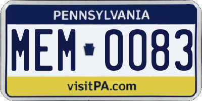 PA license plate MEM0083