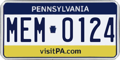 PA license plate MEM0124