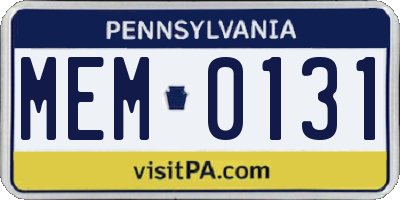 PA license plate MEM0131