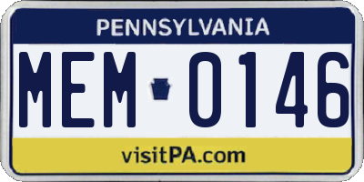 PA license plate MEM0146