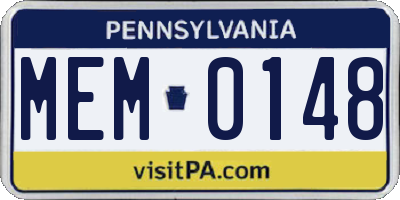 PA license plate MEM0148