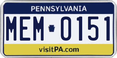 PA license plate MEM0151