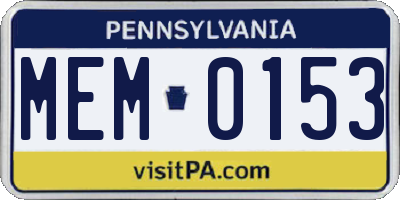 PA license plate MEM0153