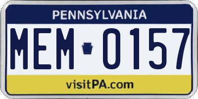 PA license plate MEM0157