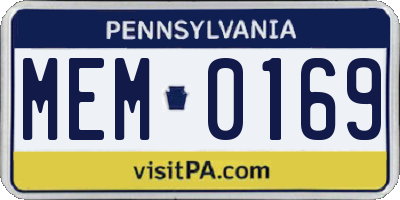 PA license plate MEM0169