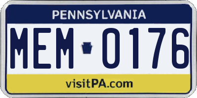PA license plate MEM0176