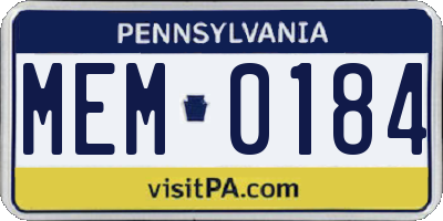 PA license plate MEM0184