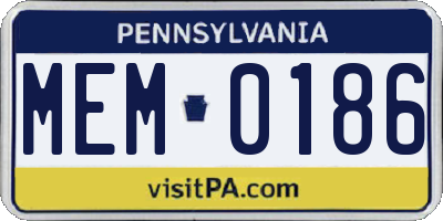 PA license plate MEM0186