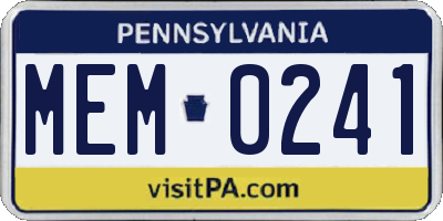 PA license plate MEM0241