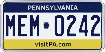 PA license plate MEM0242