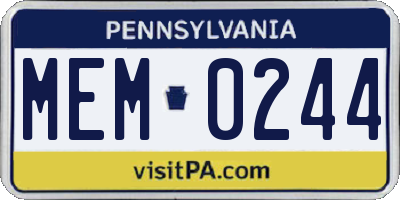 PA license plate MEM0244