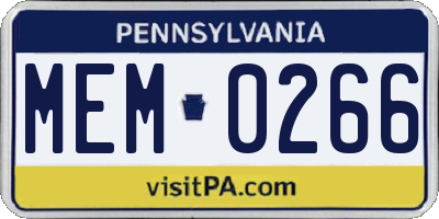 PA license plate MEM0266