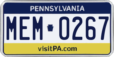 PA license plate MEM0267